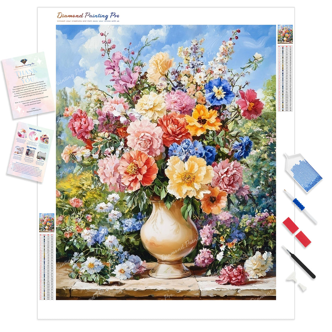 Radiant Garden Bouquet Diamond Painting Kit - Full Drill / Square or Round Diamonds with AB Drills Option