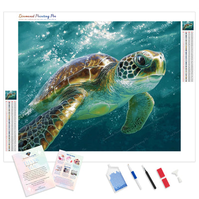Sea Turtle Journey Diamond Painting Kit - Full Drill / Square or Round Diamonds with AB Drills Option