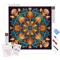 Seashell Mandala Diamond Painting Kit - Full Drill / Square or Round Diamonds with AB Drills Option