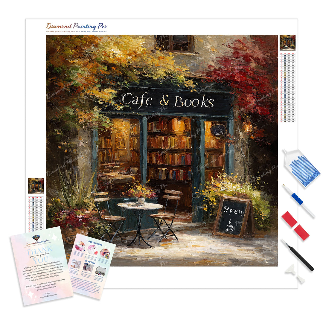 Sip and Read Diamond Painting Kit - Full Drill / Square or Round Diamonds with AB Drills Option