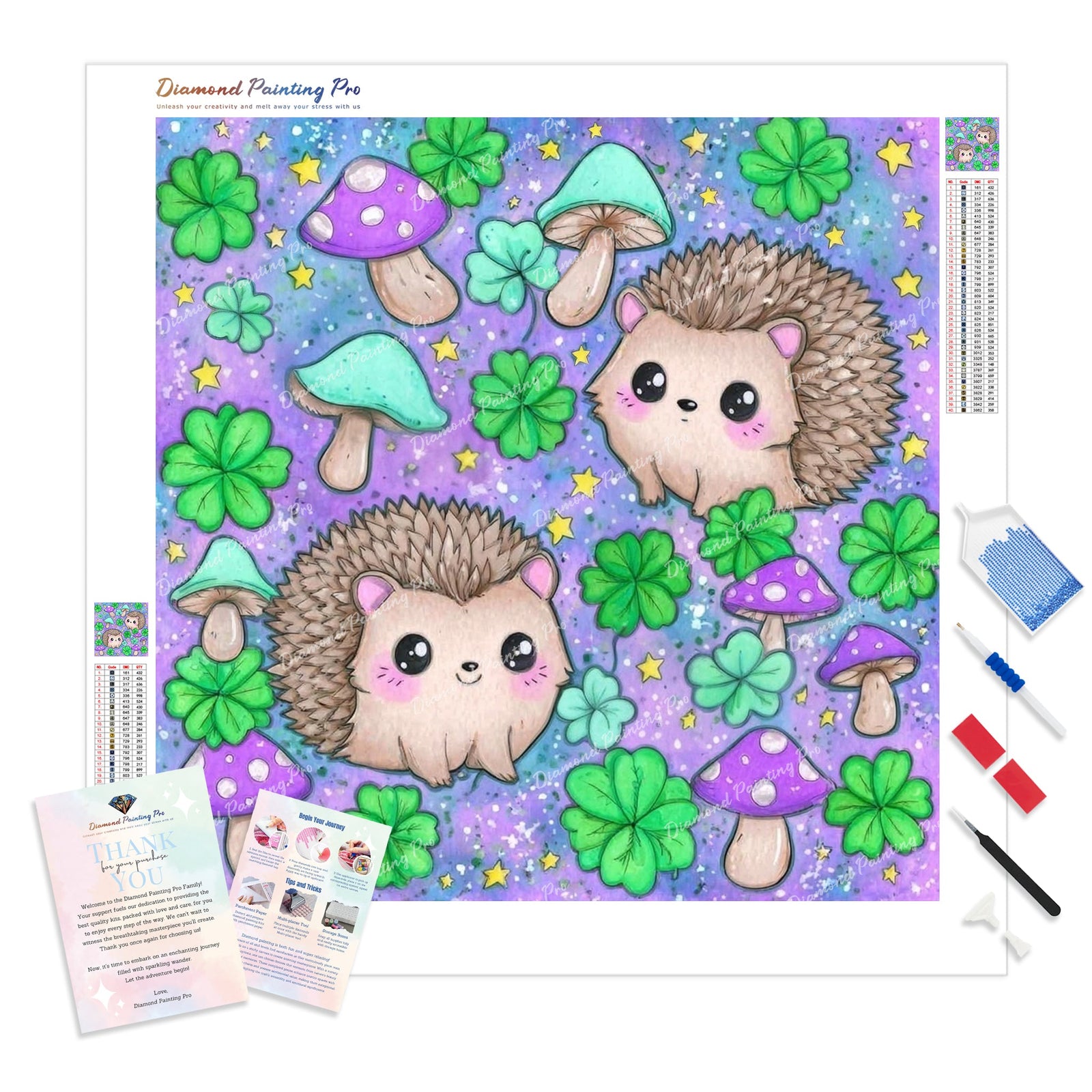 Sparkle Quills & Clover Diamond Painting Kit - Full Drill / Square or Round Diamonds with AB Drills Option