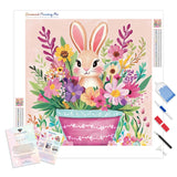Springtime Bunny Delight Diamond Painting Kit - Full Drill / Square or Round Diamonds with AB Drills Option