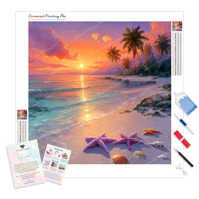 Sunset Serenity Diamond Painting Kit - Full Drill / Square or Round Diamonds with AB Drills Option