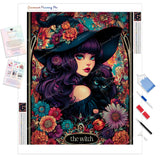 The Witch Portrait Diamond Painting Kit - Full Drill / Square or Round Diamonds with AB Drills Option