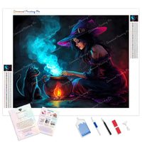 Whiskers and Spells Diamond Painting Kit - Full Drill / Square or Round Diamonds with AB Drills Option
