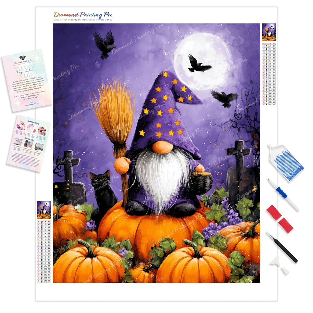 Wizard Gnome Diamond Painting Kit - Full Drill / Square or Round Diamonds with AB Drills Option