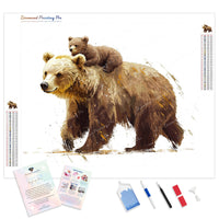 Woodland Bear Hug Diamond Painting Kit - Full Drill / Square or Round Diamonds with AB Drills Option