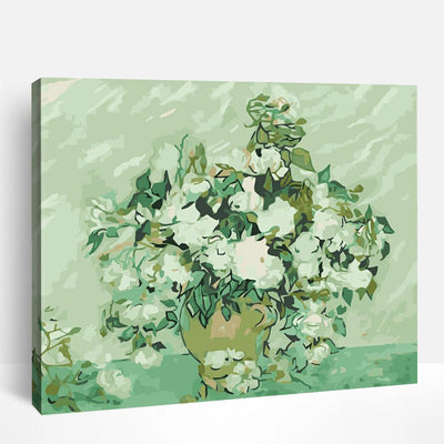 White Roses in Vases | Paint By Numbers