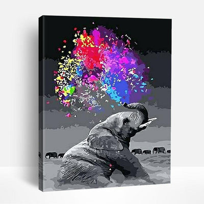 Elephant Spraying Colors | Paint By Numbers