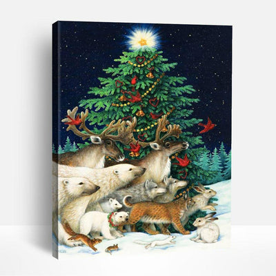 Wild Forest Animals on Christmas | Paint By Numbers