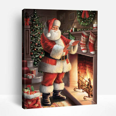 Santa Next to Fireplace | Paint By Numbers