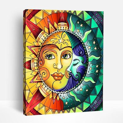 Colorful Sun and Moon | Paint By Numbers