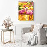 Flamingos | Diamond Painting Displayed as Home Decor