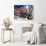 Christmas Santa Claus Train | Diamond Painting Displayed as Home Decor