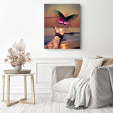 Butterfly Pixels | Diamond Painting Displayed as Home Decor