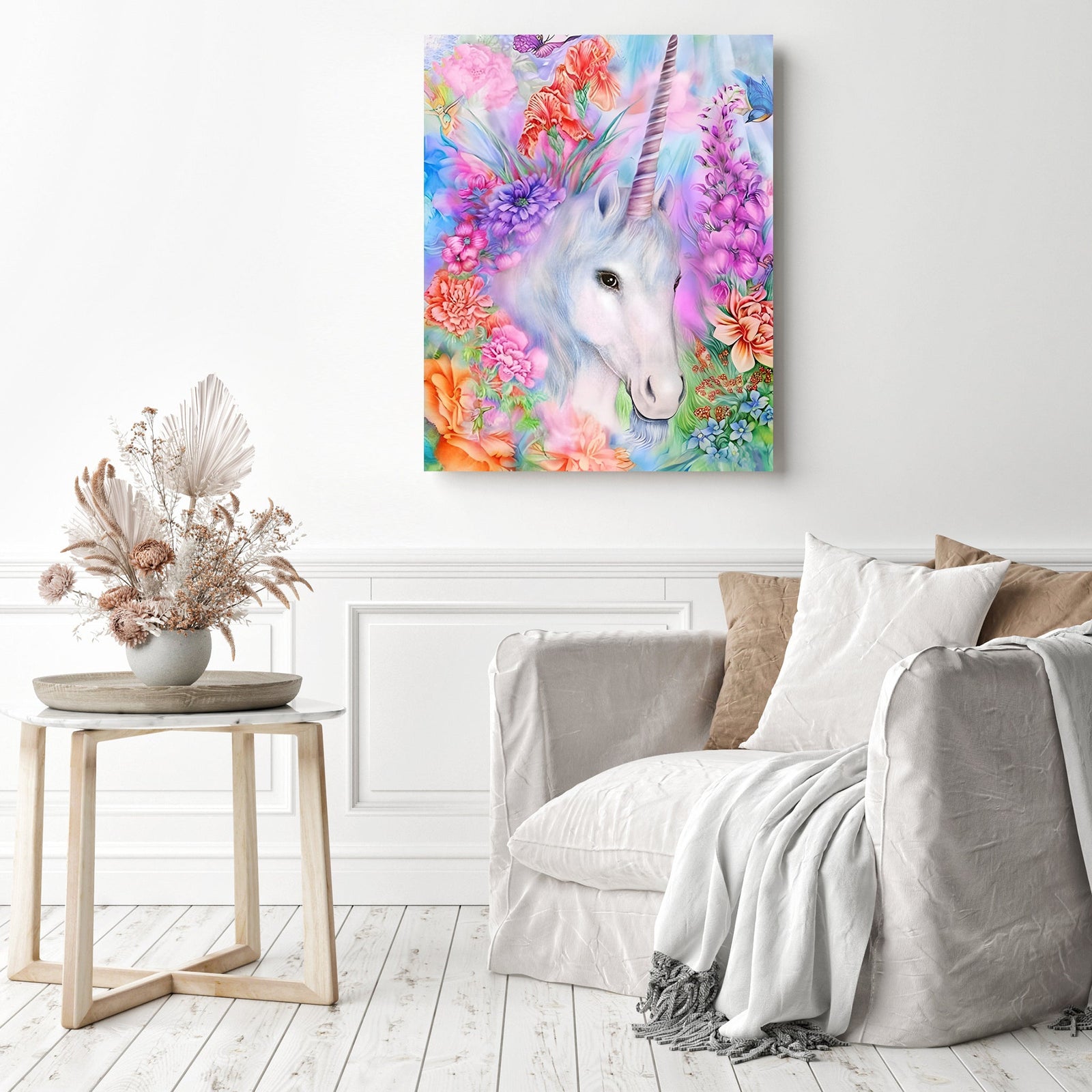 Unicorn | Diamond Painting Displayed as Home Decor