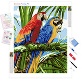 Parrot Couple | Diamond Painting Kit - Full Drill - Square or Round Diamonds with AB Drills Option
