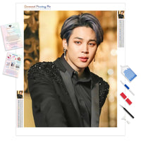 BTS Jimin in Black | Diamond Painting Kit - Full Drill - Square or Round Diamonds with AB Drills Option