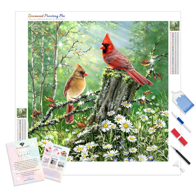 Beautiful Cardinal Bird | Diamond Painting Kit - Full Drill - Square or Round Diamonds with AB Drills Option