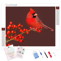 Northern Cardinal | Diamond Painting Kit - Full Drill - Square or Round Diamonds with AB Drills Option