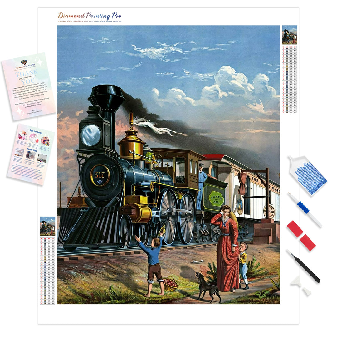 Old Steam Train | Diamond Painting Kit - Full Drill - Square or Round Diamonds with AB Drills Option