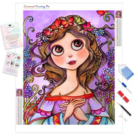 Cartoon Girl | Diamond Painting Kit - Full Drill - Square or Round Diamonds with AB Drills Option