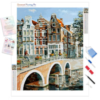 View of Amsterdam Canal | Diamond Painting Kit - Full Drill - Square or Round Diamonds with AB Drills Option