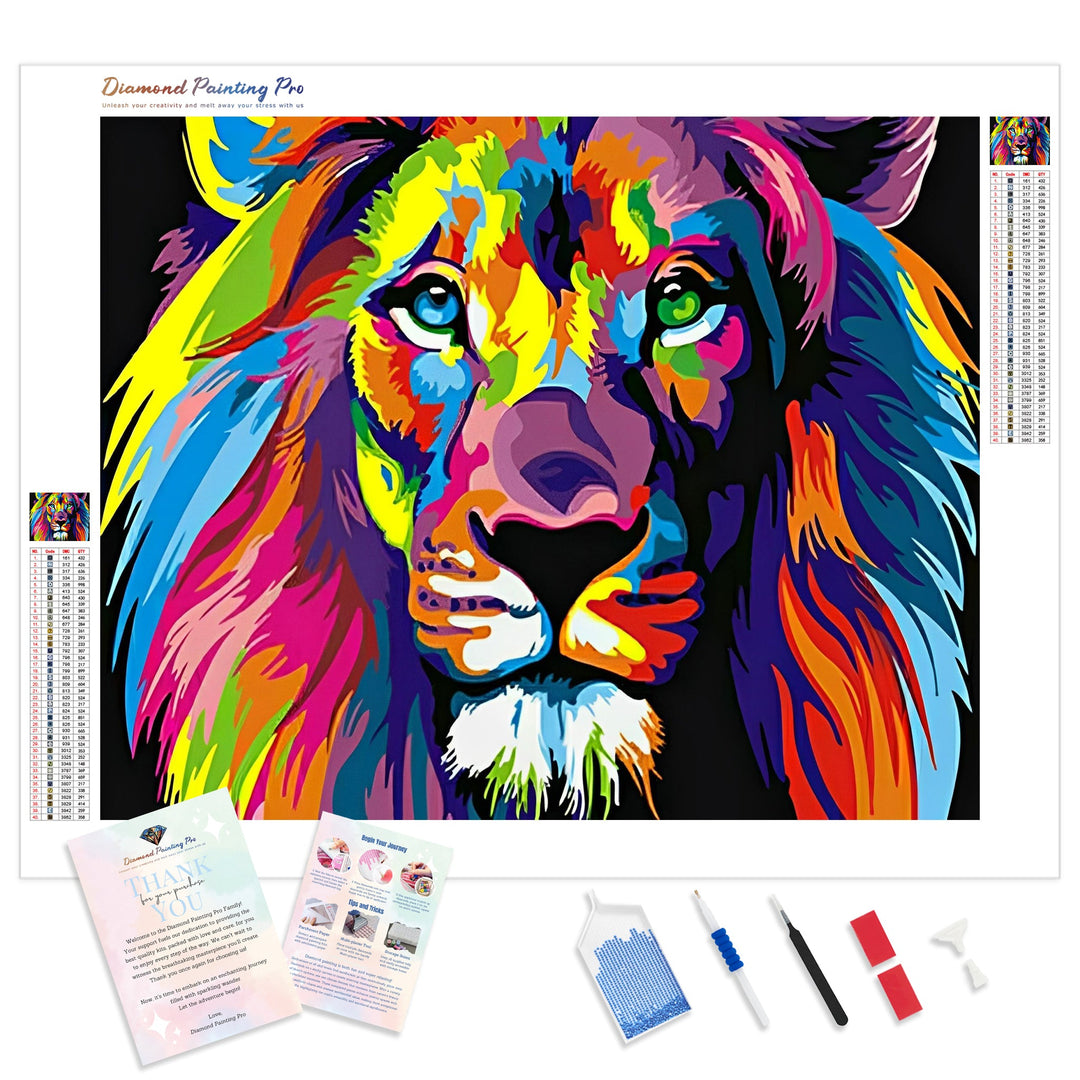 Colorful Lions | Diamond Painting Kit - Full Drill - Square or Round Diamonds with AB Drills Option