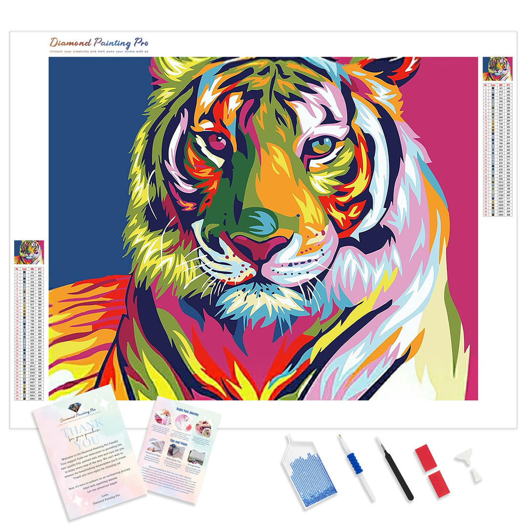 Colorful Tiger | Diamond Painting Kit - Full Drill - Square or Round Diamonds with AB Drills Option