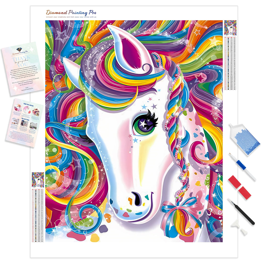 Rainbow Pony | Diamond Painting Kit - Full Drill - Square or Round Diamonds with AB Drills Option