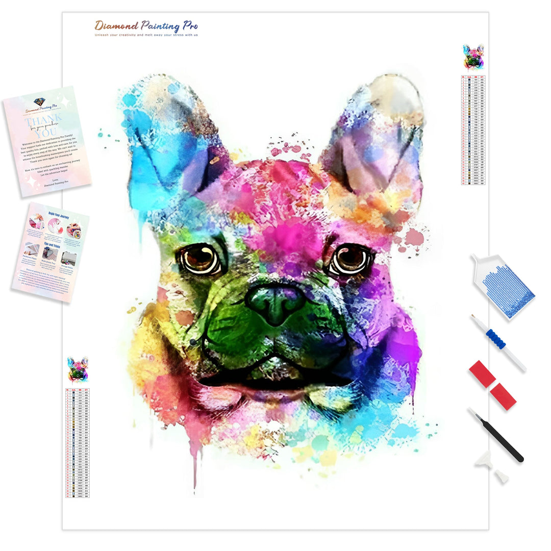 Colorful French Bulldog | Diamond Painting Kit - Full Drill - Square or Round Diamonds with AB Drills Option