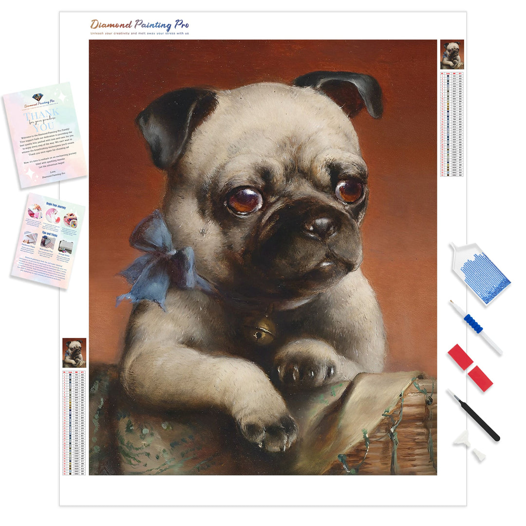 Pug Dog | Diamond Painting Kit - Full Drill - Square or Round Diamonds with AB Drills Option