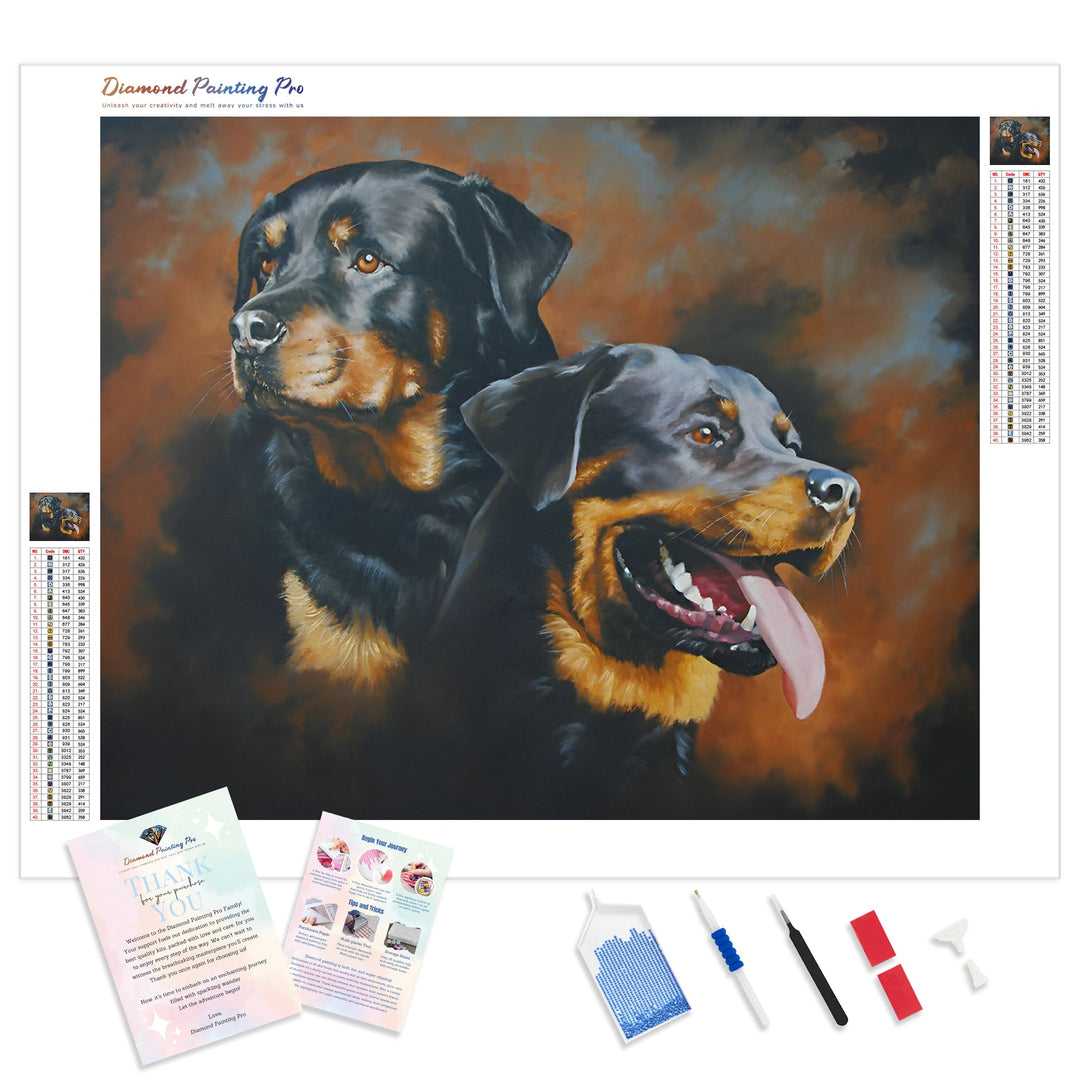 Rottweiler | Diamond Painting Kit - Full Drill - Square or Round Diamonds with AB Drills Option