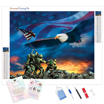 American Eagle Flag | Diamond Painting Kit - Full Drill - Square or Round Diamonds with AB Drills Option