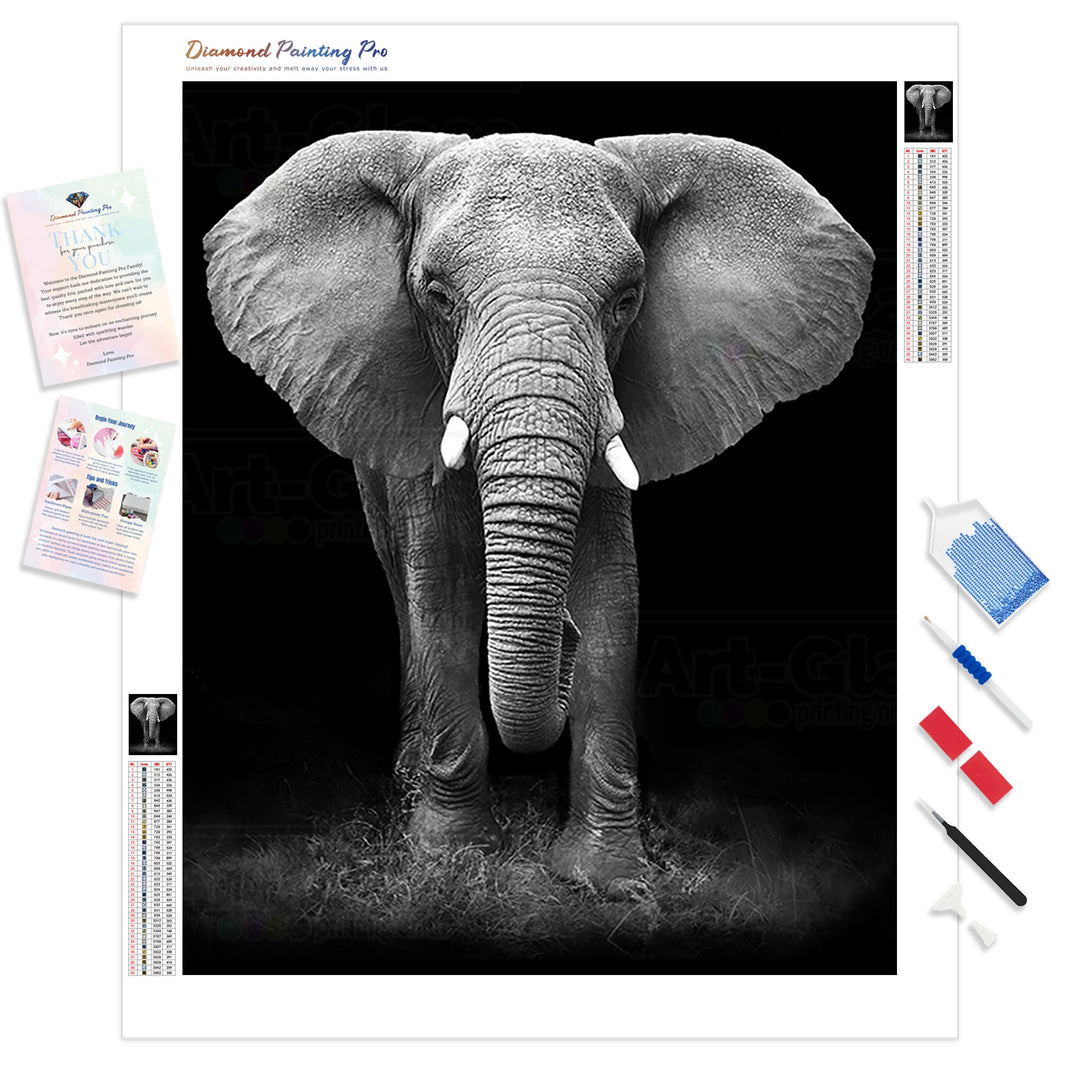 African Elephant | Diamond Painting Kit - Full Drill - Square or Round Diamonds with AB Drills Option