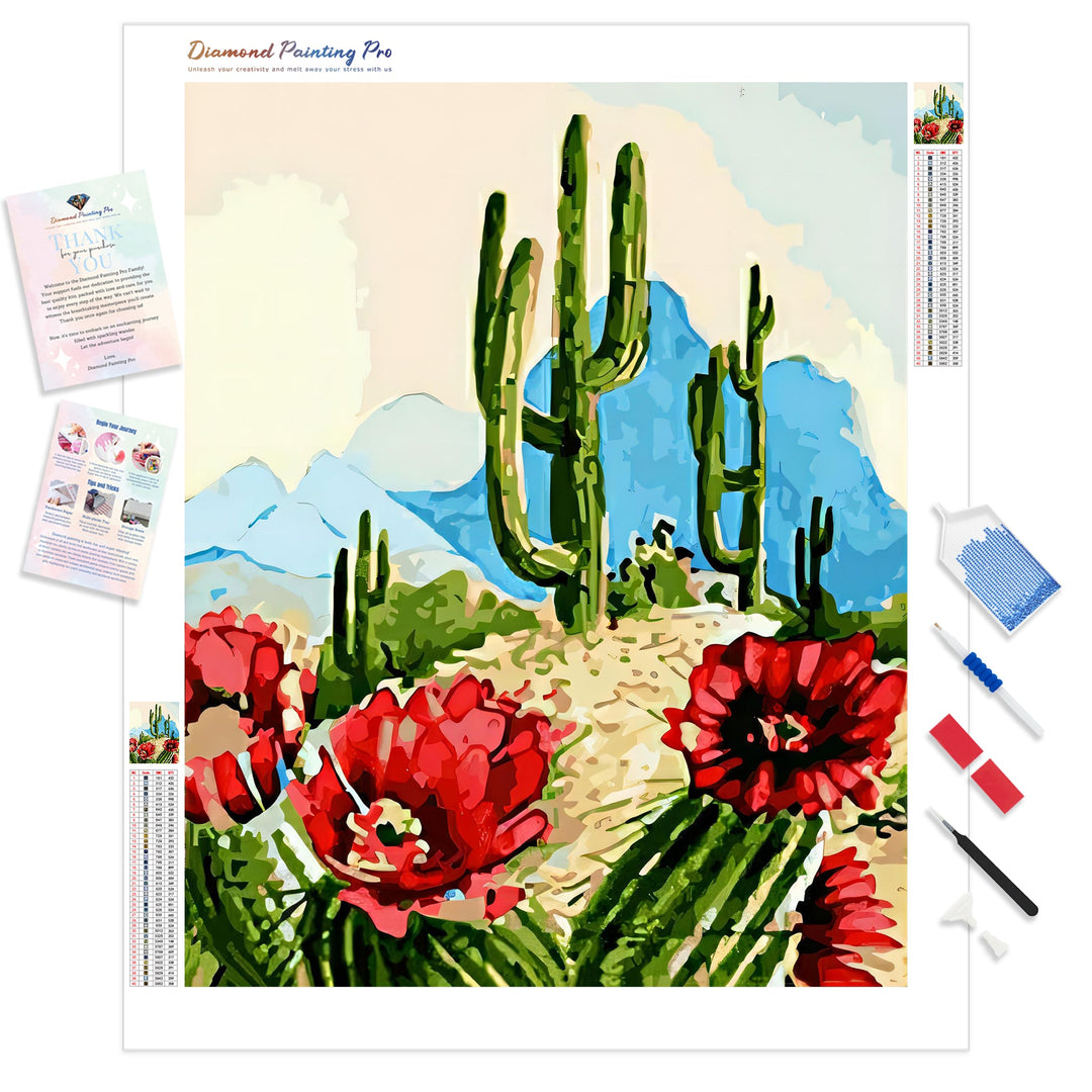 Desert Cactus | Diamond Painting Kit - Full Drill - Square or Round Diamonds with AB Drills Option