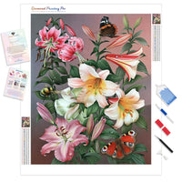 Butterflies and Flowers | Diamond Painting Kit - Full Drill - Square or Round Diamonds with AB Drills Option