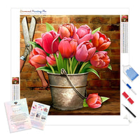 Pink Tulips | Diamond Painting Kit - Full Drill - Square or Round Diamonds with AB Drills Option