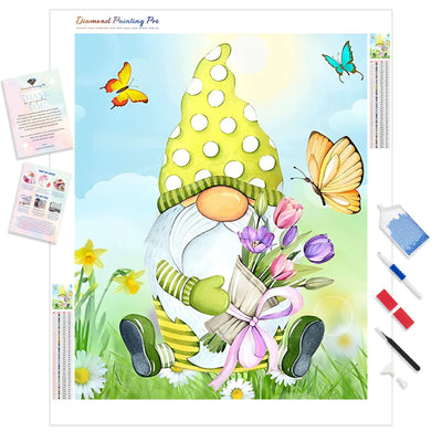 Gnome Flower | Diamond Painting Kit - Full Drill - Square or Round Diamonds with AB Drills Option