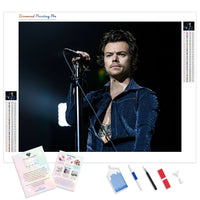 Harry Styles Holding Mic | Diamond Painting Kit - Full Drill - Square or Round Diamonds with AB Drills Option
