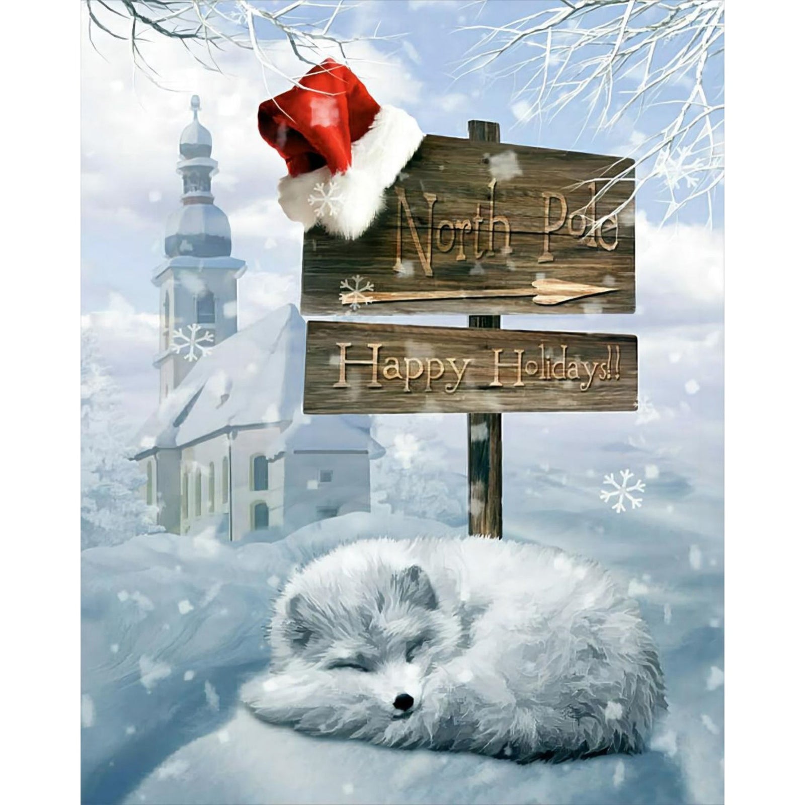 Sleepy Winter Fox | Diamond Painting Design - Full Drill Diamond Art with 5d Square or Round Diamonds - AB Drills Available