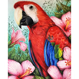 Parrot Flowers | Diamond Painting Design - Full Drill Diamond Art with 5d Square or Round Diamonds - AB Drills Available