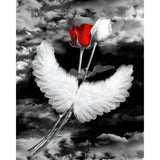 Red and White Rose with Wings | Diamond Painting Design - Full Drill Diamond Art with 5d Square or Round Diamonds - AB Drills Available