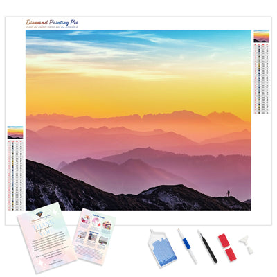 Rocky Mountain Sunrise | Diamond Painting Kit - Full Drill - Square or Round Diamonds with AB Drills Option