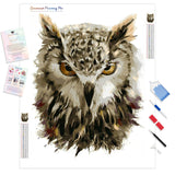 Owl Portrait | Diamond Painting Kit - Full Drill - Square or Round Diamonds with AB Drills Option
