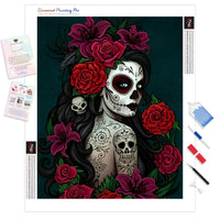 Santa Muerte Skull | Diamond Painting Kit - Full Drill - Square or Round Diamonds with AB Drills Option