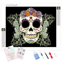 Sugar Skull Print | Diamond Painting Kit - Full Drill - Square or Round Diamonds with AB Drills Option