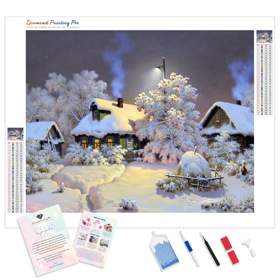 Winter Snow Villa | Diamond Painting Kit - Full Drill - Square or Round Diamonds with AB Drills Option