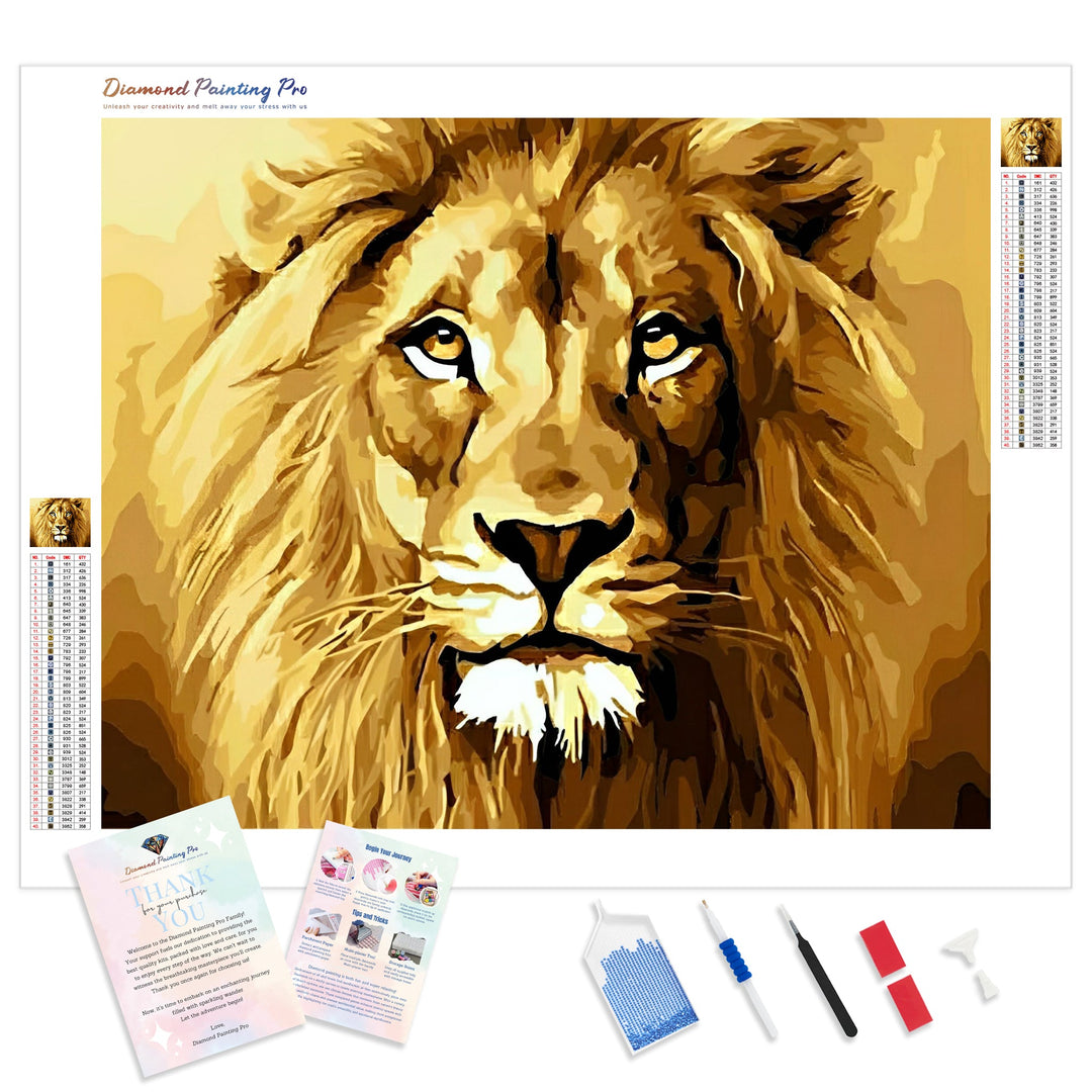 Lion | Diamond Painting Kit - Full Drill - Square or Round Diamonds with AB Drills Option
