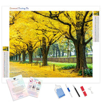 Yellow Ginkgo Trees | Diamond Painting Kit - Full Drill - Square or Round Diamonds with AB Drills Option